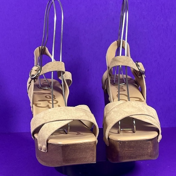 Sam Edelman Women's Beige Suede JOSEFINE Platform Heel Sandals Shoe Size 9.5 - Picture 2 of 8